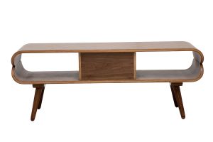 Meuble TV vintage en bois foncé avec rangements L132 cm TAKLA