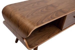 Meuble TV vintage en bois foncé avec rangements L132 cm TAKLA
