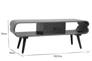 Meuble TV vintage en bois foncé avec rangements L132 cm TAKLA