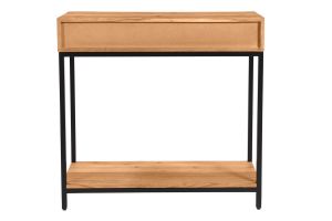 Console avec rangements 2 tiroirs en bois massif et métal noir L80 cm AXELLE