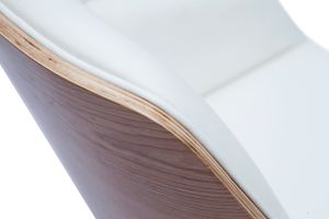 Chaise de bureau à roulettes design blanc, bois clair et acier chromé  MARLOW