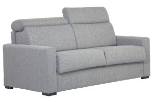 Divano letto grigio chiaro con materasso 18 cm e poggiatesta regolabili NORO