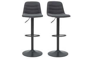 Tabourets de bar réglables tissu et métal gris foncé (lot de 2) SAURY