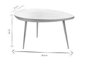 Table basse design en acier laqué blanc et doré L80 cm DROP