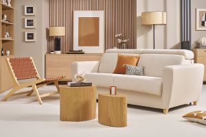 Divano letto materasso poggiatesta regolabili beige naturale 140x190 cm GOYA