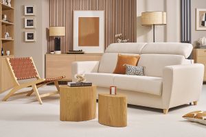 Divano letto materasso poggiatesta regolabili beige naturale 140x190 cm GOYA