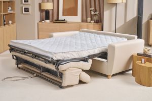Divano letto materasso poggiatesta regolabili beige naturale 140x190 cm GOYA
