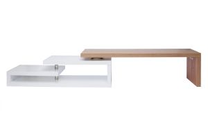 Meuble TV design modulable blanc et bois clair chêne L255 cm MAX