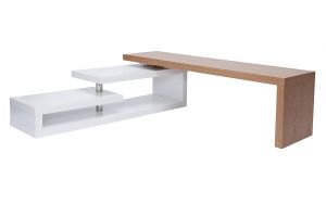 Meuble TV design modulable blanc et bois clair chêne L255 cm MAX