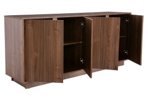 Buffet vintage finition bois foncé noyer 4 portes L180 cm COMO