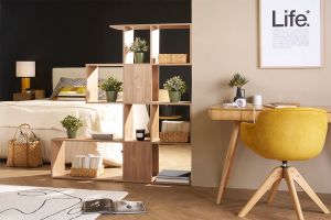 Bibliothèque ouverte séparateur design finition bois clair chêne L139 cm COMO