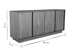 Buffet vintage finition bois foncé noyer 4 portes L180 cm COMO