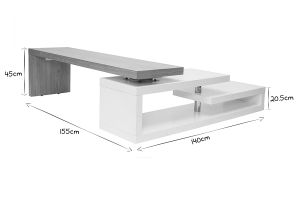 Meuble TV design modulable blanc et bois clair chêne L255 cm MAX