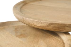 Tables basses gigognes rondes bois manguier massif et métal noir (lot de 2) PYTA