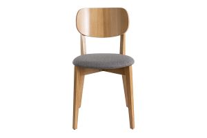 Chaises vintage en bois clair chêne et tissu gris clair (lot de 2) LUCIA