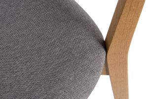 Chaises vintage en bois clair chêne et tissu gris clair (lot de 2) LUCIA