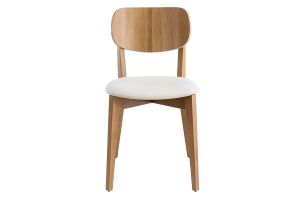 Chaises vintage en bois clair chêne et blanc (lot de 2) LUCIA