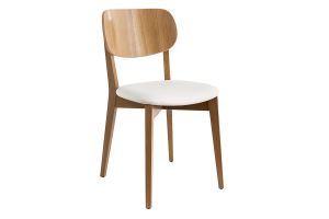 Chaises vintage en bois clair chêne et blanc (lot de 2) LUCIA