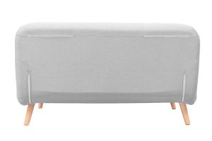 Banquette convertible 2 places en tissu gris clair et bois clair AMIKO