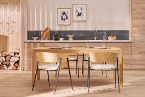 Table à manger extensible rallonges intégrées en bois clair chêne rectangulaire L125-238 cm AGALI