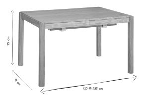 Table à manger extensible rallonges intégrées en bois clair chêne rectangulaire L125-238 cm AGALI