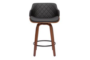 Tabouret de bar design pivotant 360° noir et bois foncé H65 cm LUCIEN
