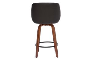 Tabouret de bar design pivotant 360° noir et bois foncé H65 cm LUCIEN
