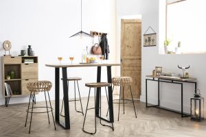 Table de bar en bois manguier massif et métal noir L120 cm VIJAY
