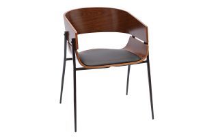 Chaise design bois foncé et métal noir WESS