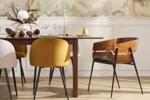 Chaise design bois foncé et métal noir WESS