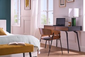 Chaise design bois foncé et métal noir WESS