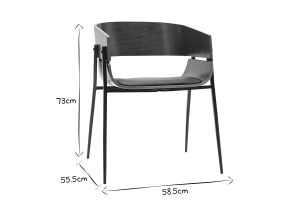 Chaise design bois foncé et métal noir WESS