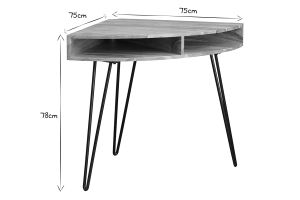 Bureau d'angle avec rangements bois massif et métal noir L75 cm GOSBY