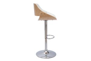 Tabouret de bar design réglable pivotant 360° blanc et bois clair CLASH