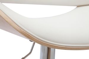 Tabouret de bar design réglable pivotant 360° blanc et bois clair CLASH