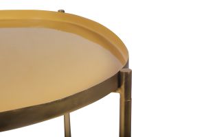 Tables basses gigognes laquées moutarde, bleu canard et bleu (lot de 3) ZURIA