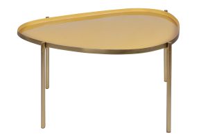 Tables basses gigognes laquées moutarde, bleu canard et bleu (lot de 3) ZURIA