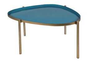 Tables basses gigognes laquées moutarde, bleu canard et bleu (lot de 3) ZURIA