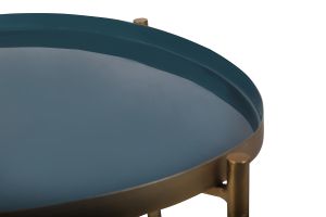 Tables basses gigognes laquées moutarde, bleu canard et bleu (lot de 3) ZURIA