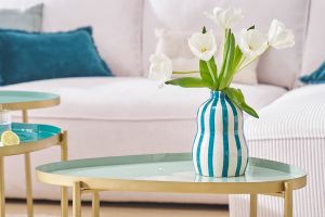 Tables basses gigognes laquées vert-cyan et vert (lot de 3) ZURIA