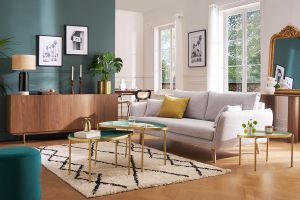 Tables basses gigognes laquées vert-cyan et vert (lot de 3) ZURIA