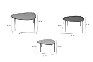 Tables basses gigognes laquées vert-cyan et vert (lot de 3) ZURIA