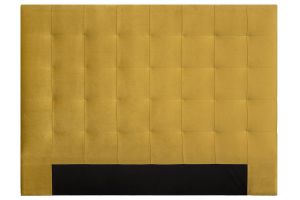 Tête de lit capitonnée en tissu velours jaune moutarde L160 cm HALCIONA
