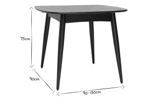 Table à manger extensible carrée en bois noir L90-130 cm NORDECO