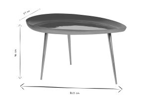 Table basse design en acier laqué bleu canard et doré L80 cm DROP