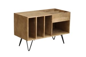 Buffet de rangement vinyles en bois manguier massif et métal L90 cm BOOGIE