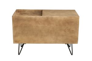 Buffet de rangement vinyles en bois manguier massif et métal L90 cm BOOGIE