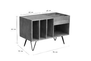 Buffet de rangement vinyles en bois manguier massif et métal L90 cm BOOGIE