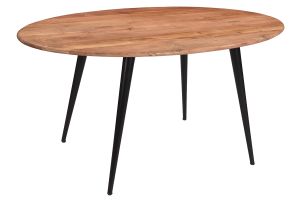 Table à manger ovale en bois massif et métal noir L160 cm OBALI