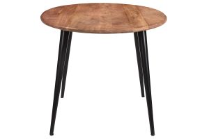 Table à manger ovale en bois massif et métal noir L160 cm OBALI